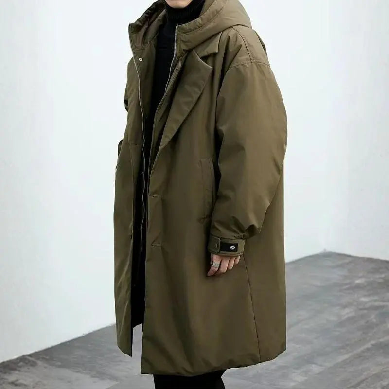 Men's Waterproof Insulated Puffer Trench Coat | Stylish Long Winter Outerwear