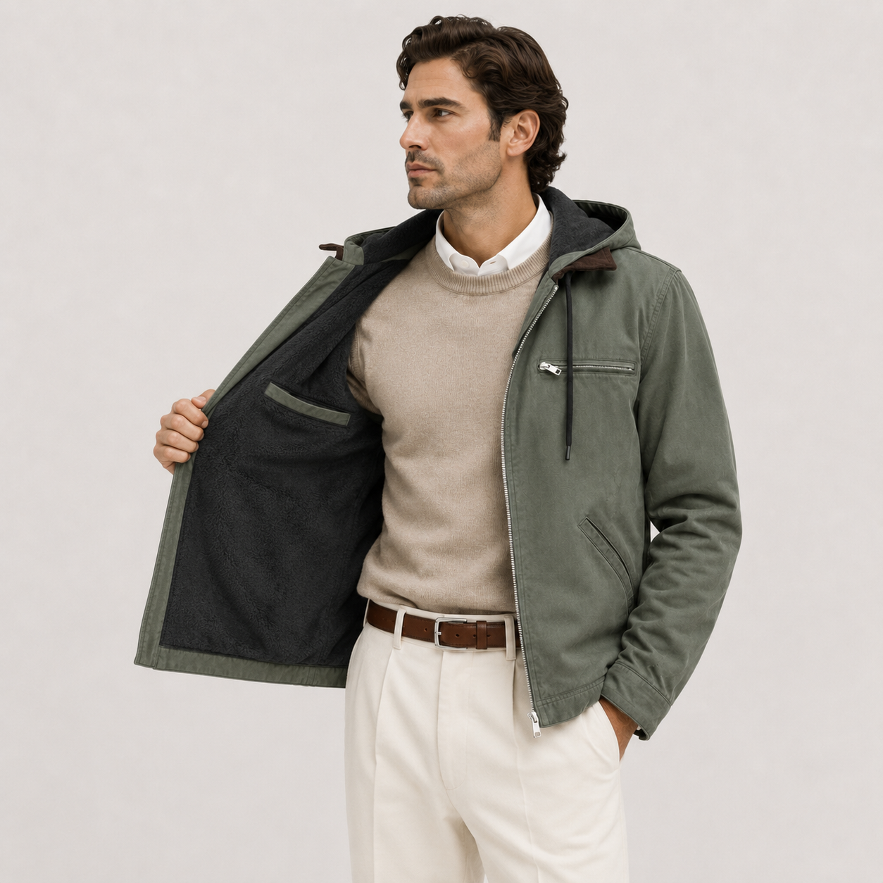 Men's Winter Jacket Black Fleece Lining
