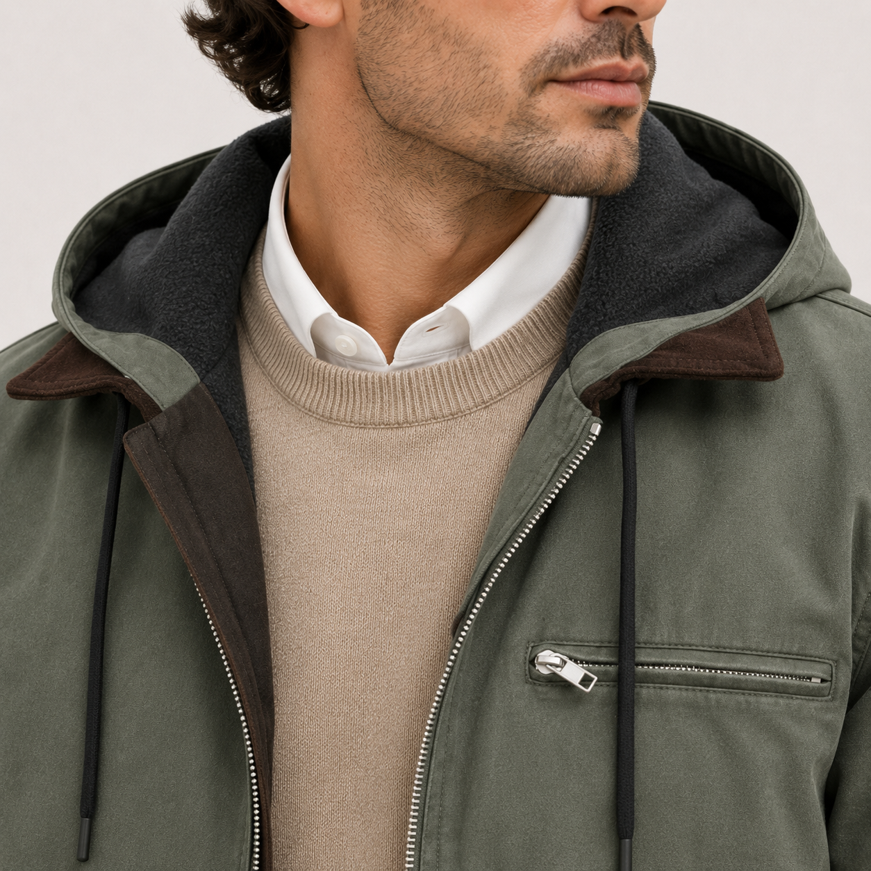 Men's Winter Jacket Black Fleece Lining