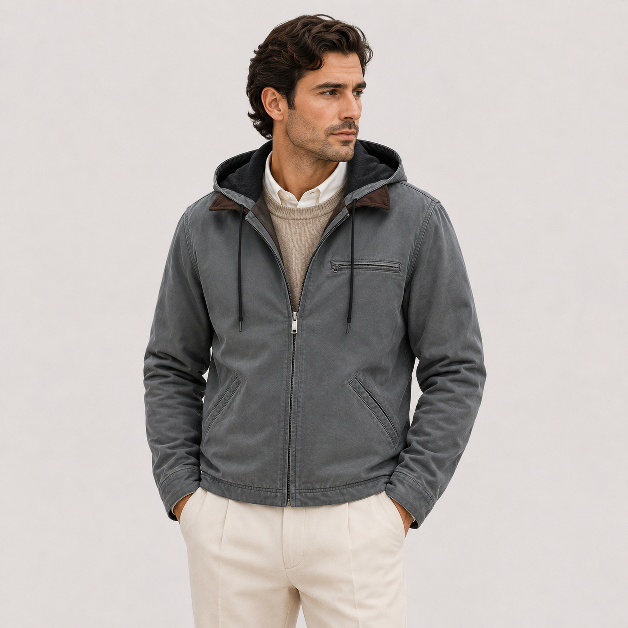 Men's Winter Jacket Black Fleece Lining