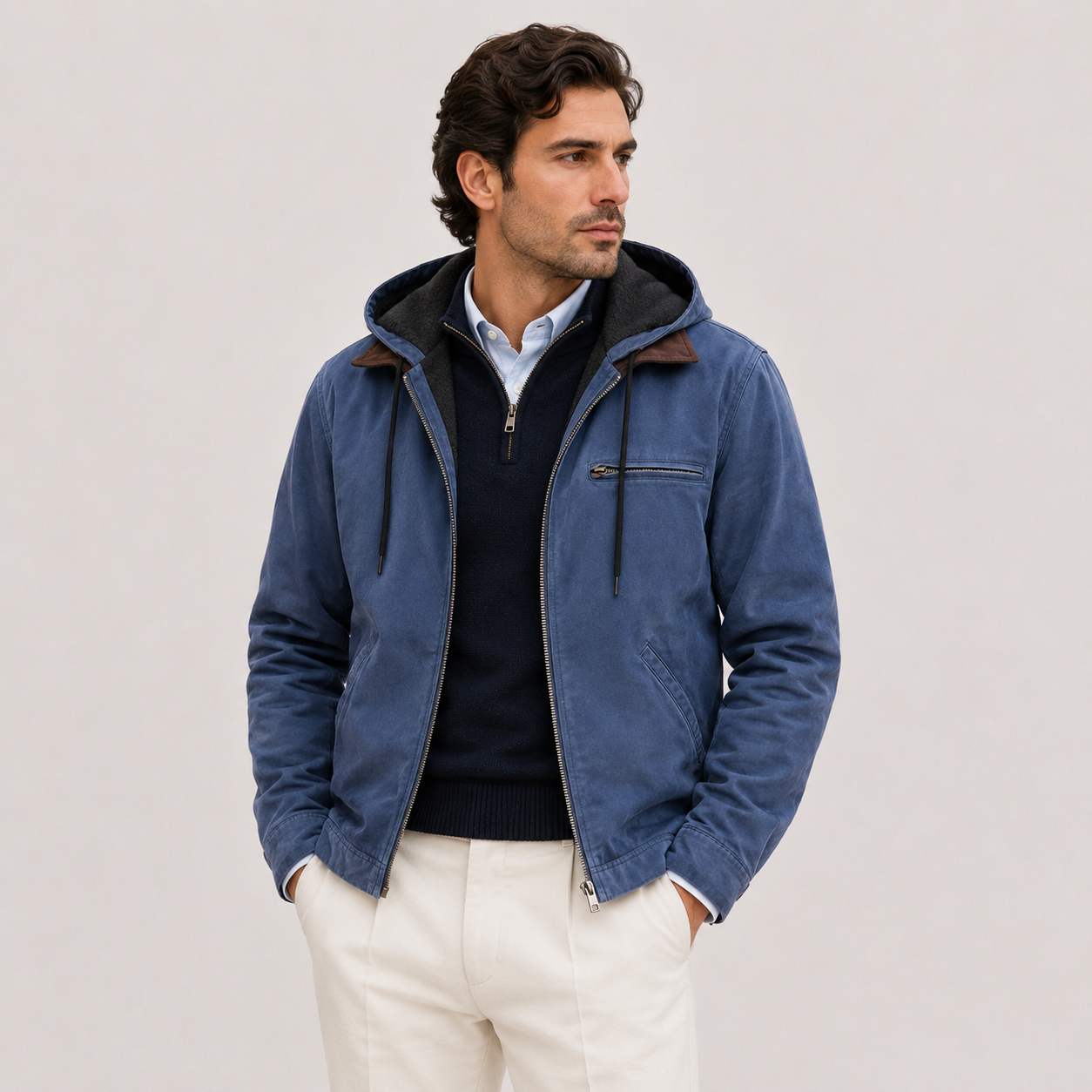 Men's Winter Jacket Black Fleece Lining