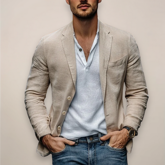 Men's Linen Blazer Casual Summer Lightweight Smart Jacket Modern