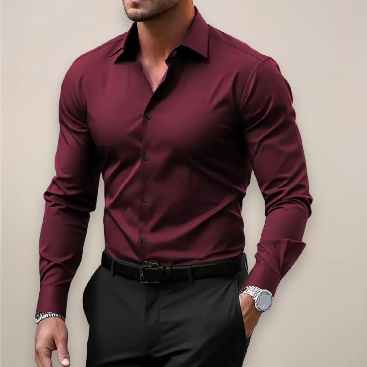 Men's Slim Fit Shirt Smart Casual Cotton Button Down Office Wear