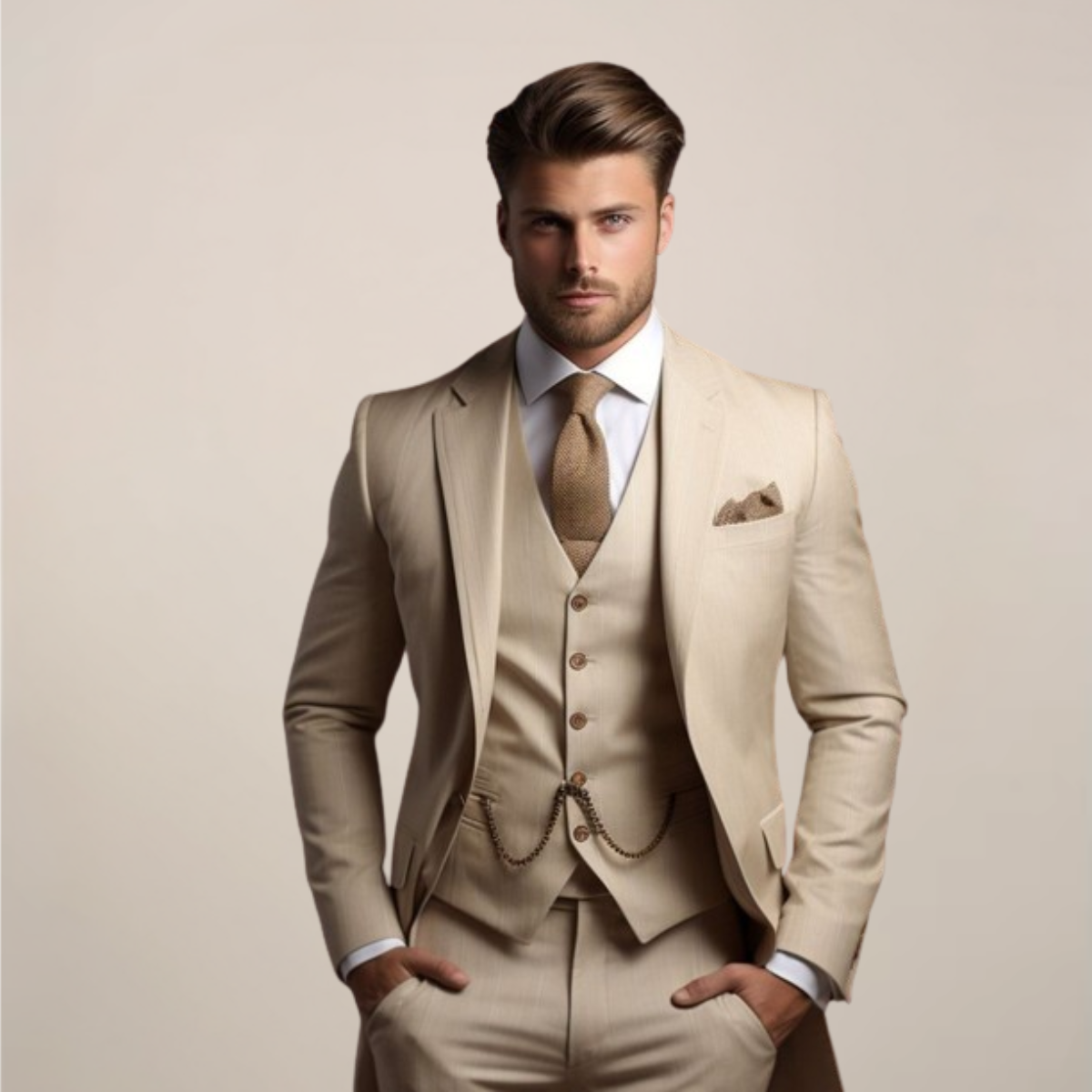 Men's Formal 3 Piece Suit Wedding Waistcoat Jacket Trousers Set