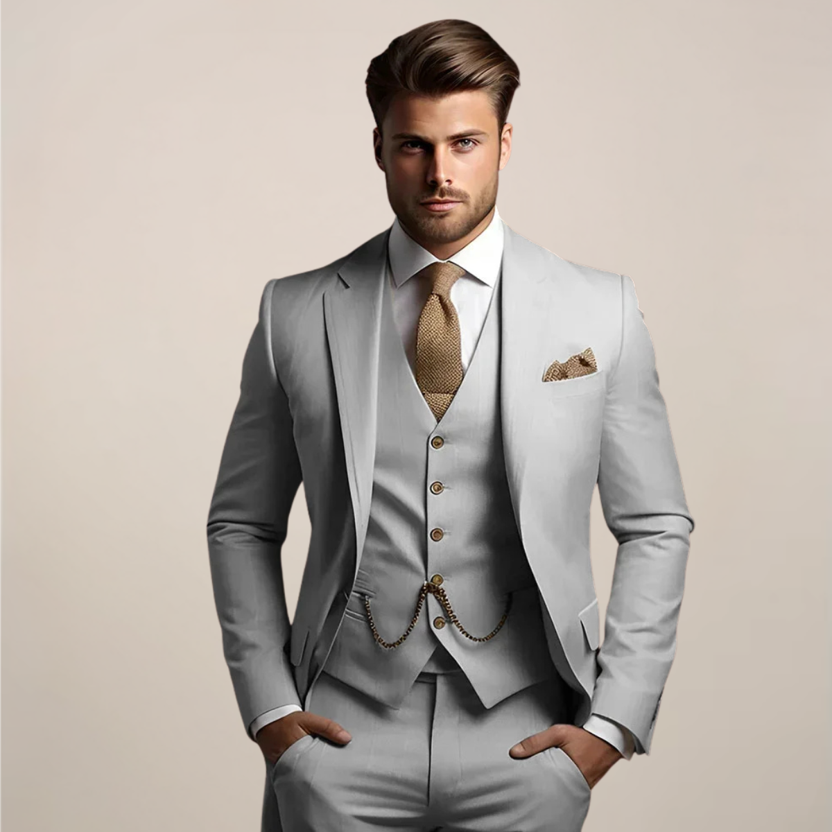 Men's Formal 3 Piece Suit Wedding Waistcoat Jacket Trousers Set