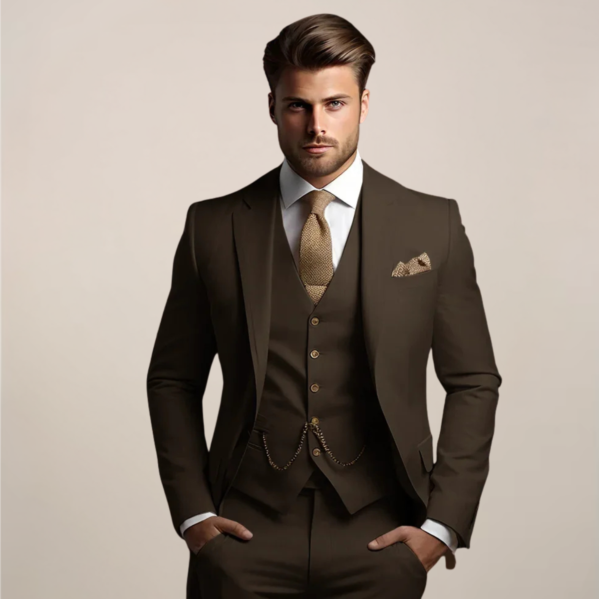 Men's Formal 3 Piece Suit Wedding Waistcoat Jacket Trousers Set