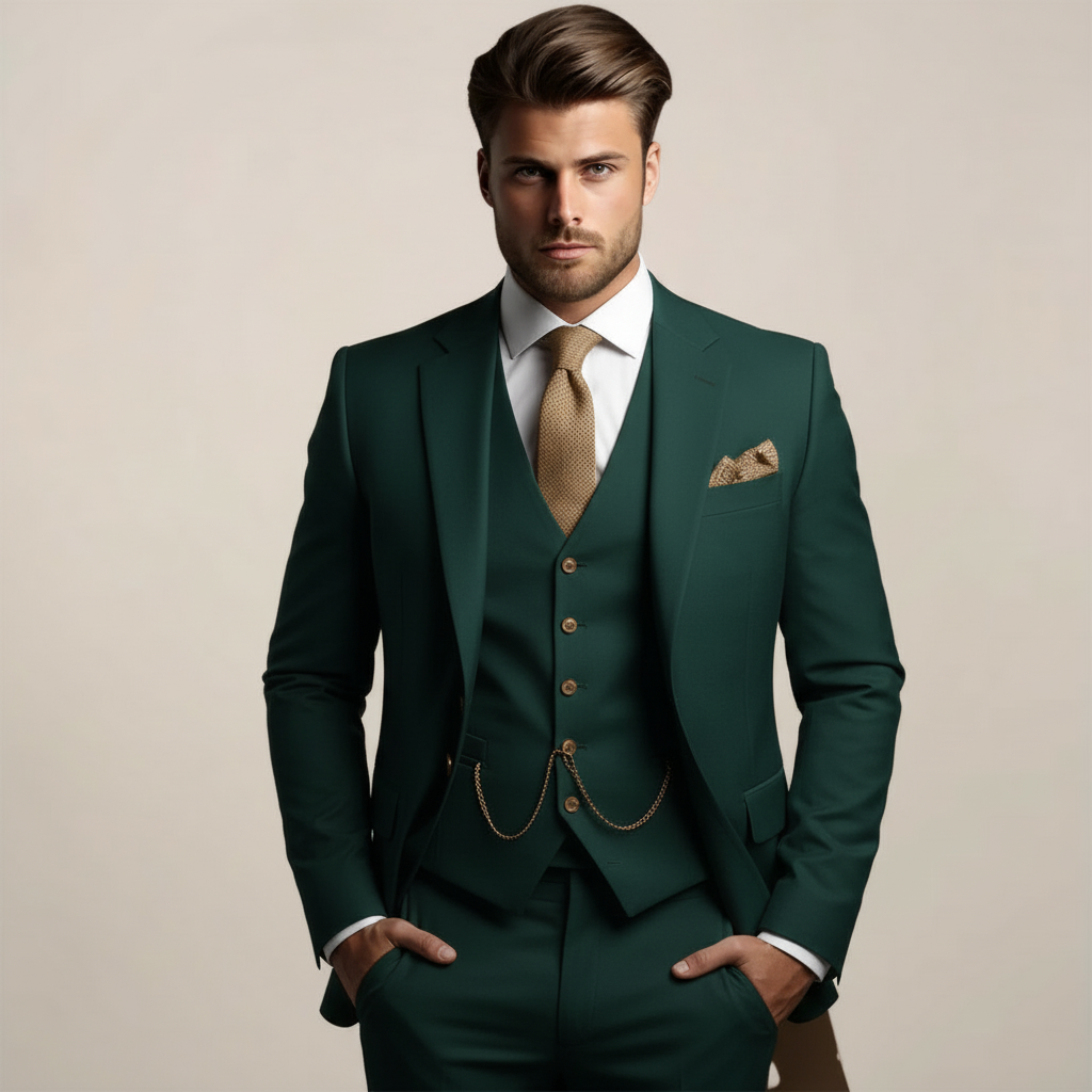 Men's Formal 3 Piece Suit Wedding Waistcoat Jacket Trousers Set