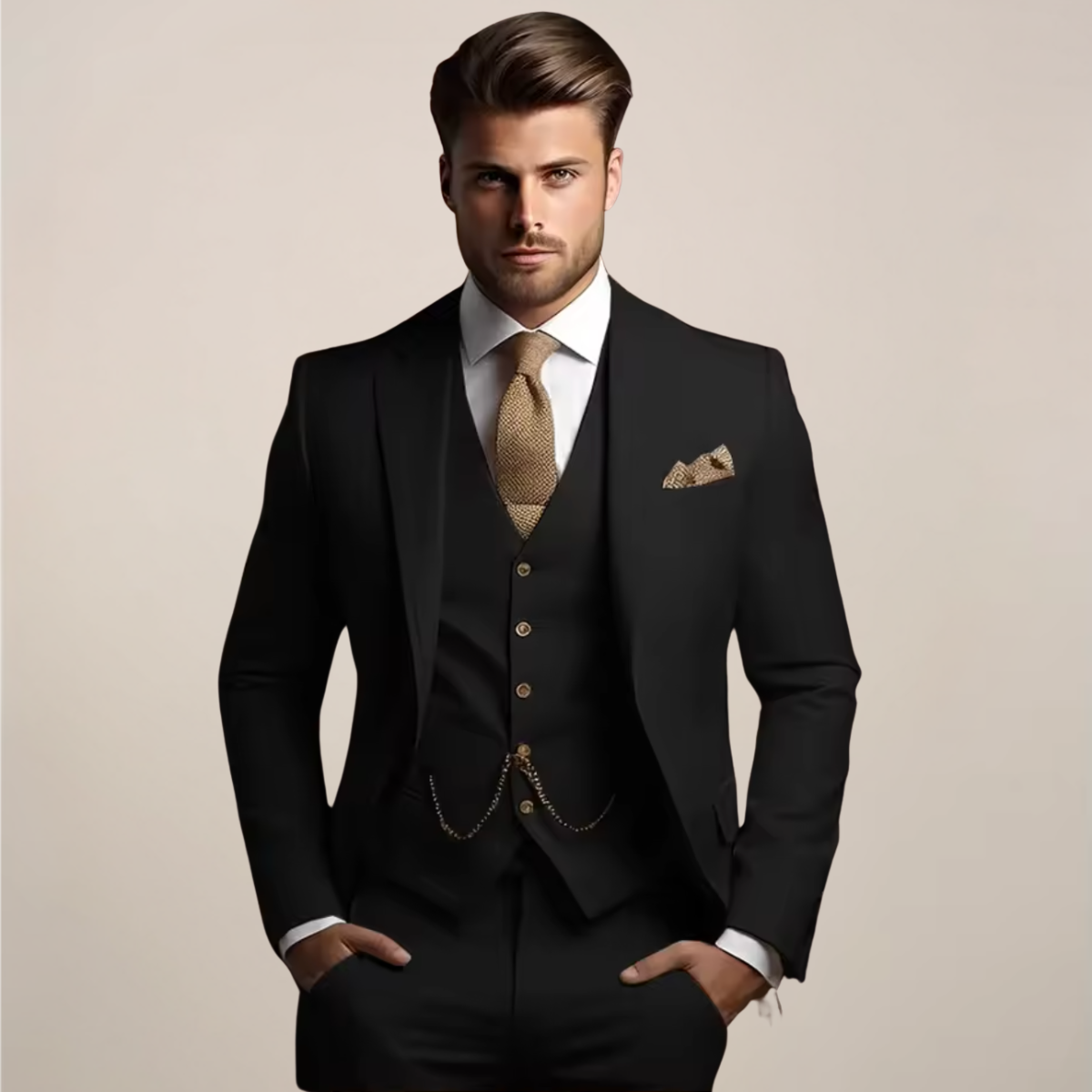 Men's Formal 3 Piece Suit Wedding Waistcoat Jacket Trousers Set
