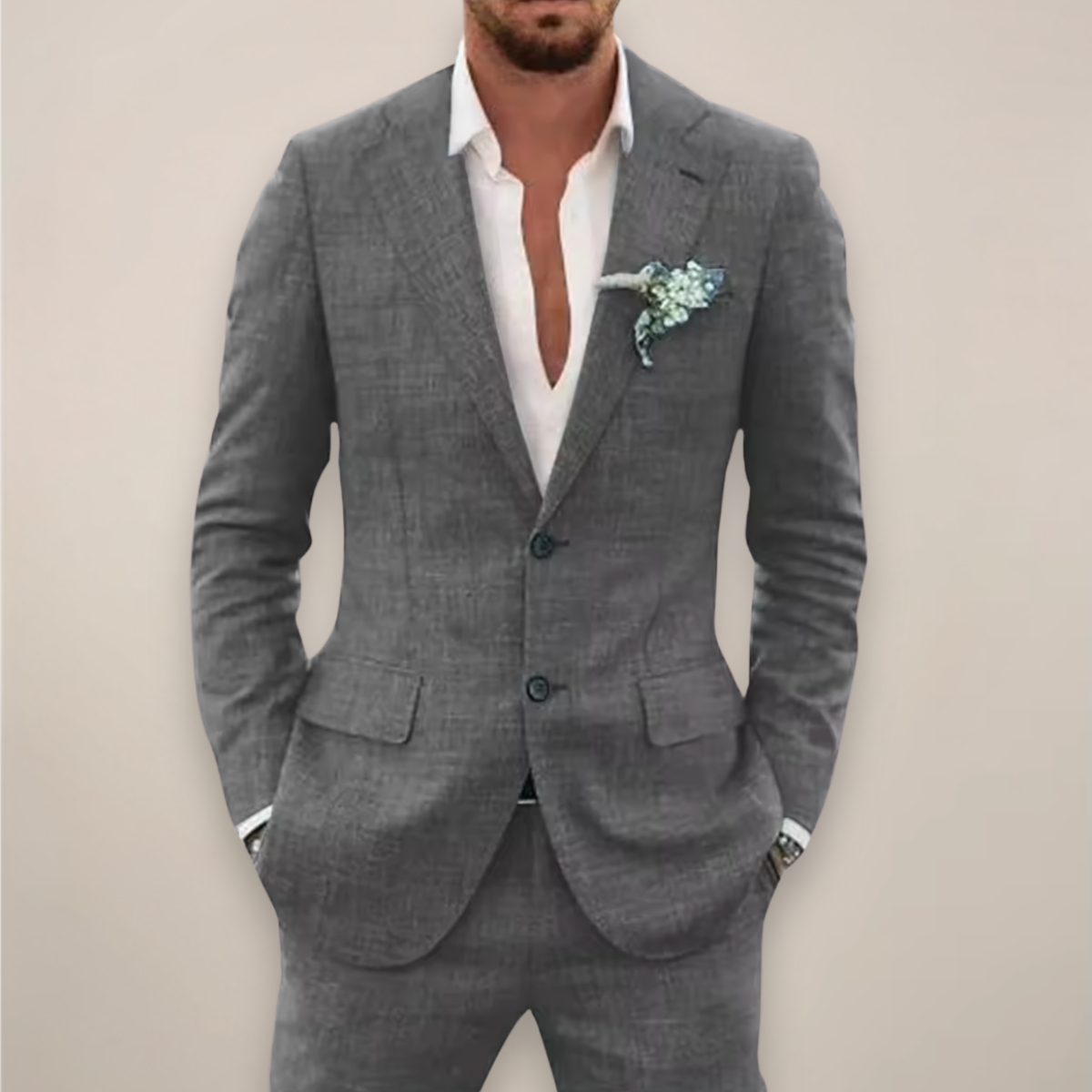 Men's Premium 2 Piece Suit Formal Wedding Business Jacket Trousers