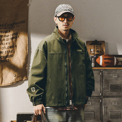 Men's Utility Jacket Army Green Casual Workwear Cotton Coat