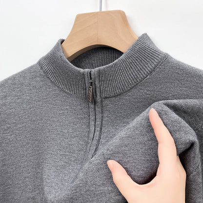 Men's Quarter Zip Knit Sweater Warm Refined Pullover Smart Casual