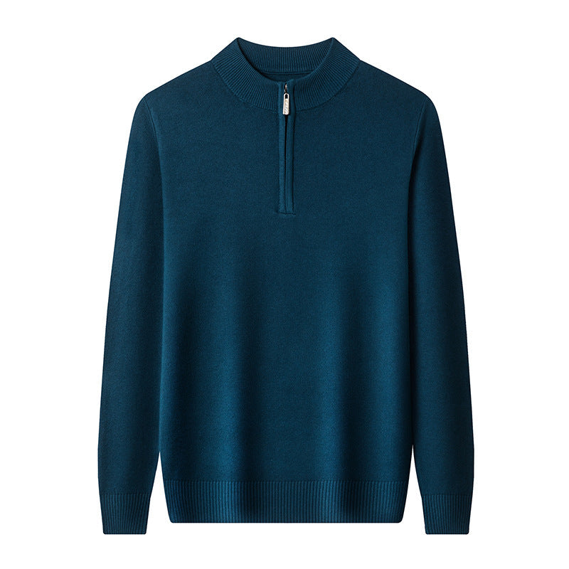 Men's Quarter Zip Knit Sweater Warm Refined Pullover Smart Casual