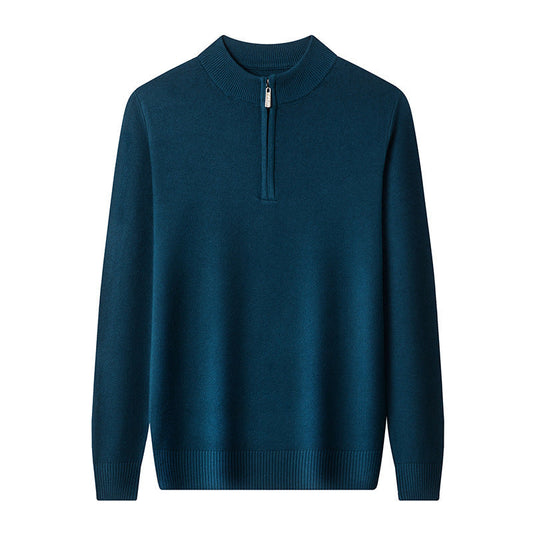 Men's Quarter Zip Knit Sweater Warm Refined Pullover Smart Casual