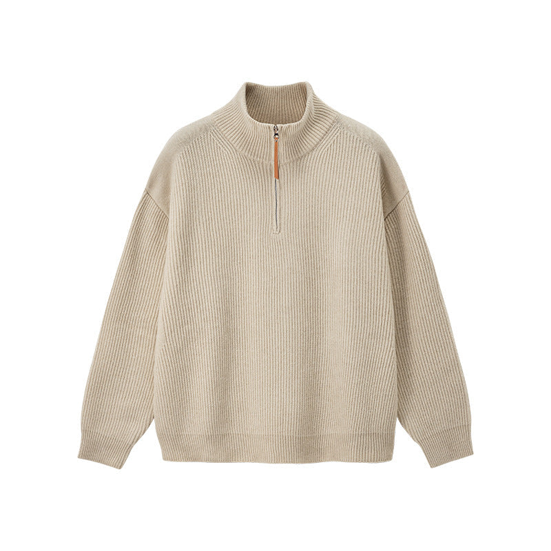 Men's Quarter Zip Sweater Warm Versatile Knit Pullover Casual