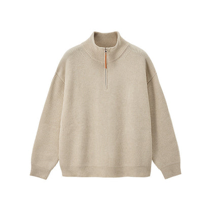 Men's Quarter Zip Sweater Warm Versatile Knit Pullover Casual
