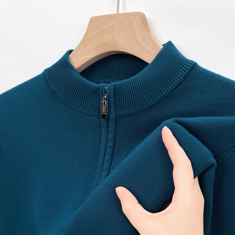 Men's Quarter Zip Knit Sweater Warm Refined Pullover Smart Casual