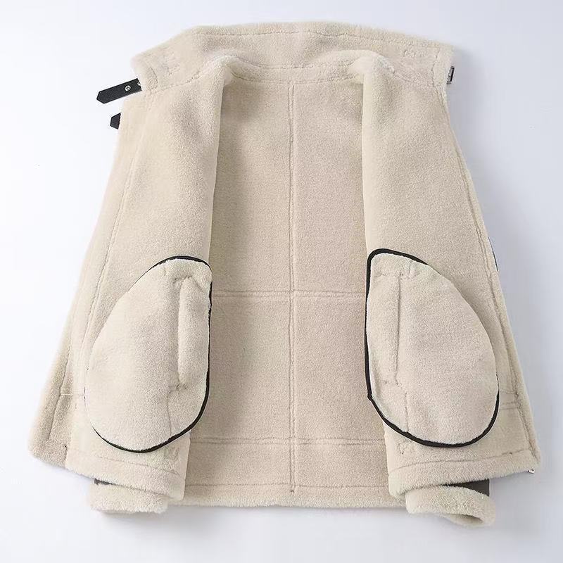 Men's Shearling Aviator Jacket Premium Warm Winter Coat Faux Fur