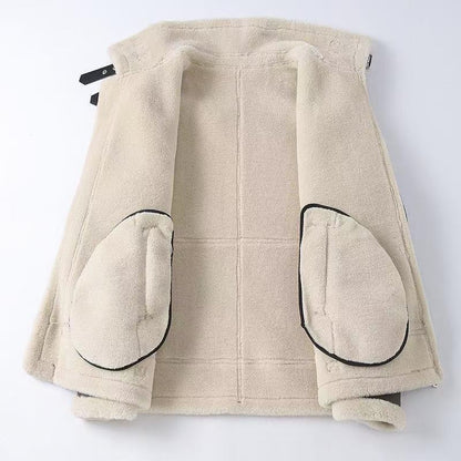 Men's Shearling Aviator Jacket Premium Warm Winter Coat Faux Fur