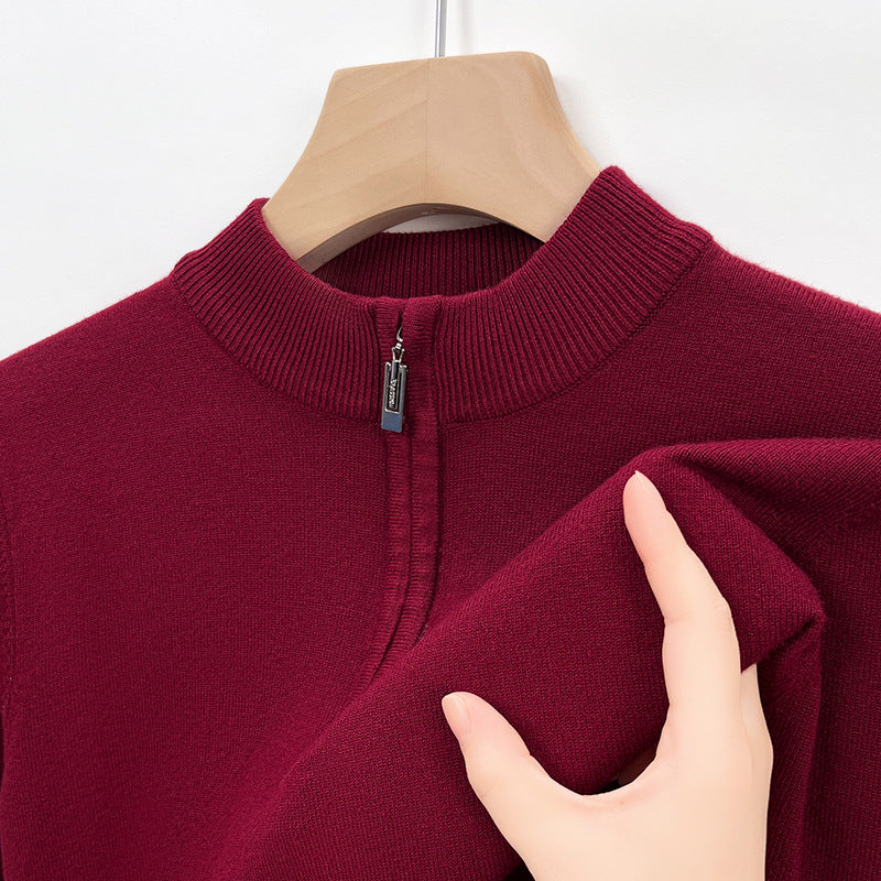 Men's Quarter Zip Knit Sweater Warm Refined Pullover Smart Casual