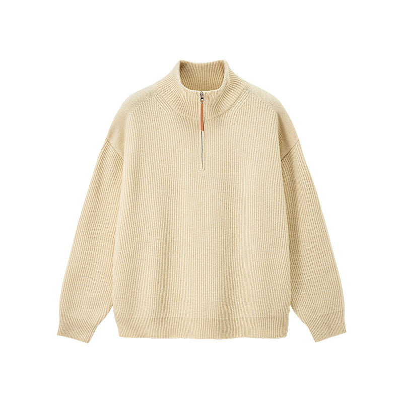 Men's Quarter Zip Sweater Warm Versatile Knit Pullover Casual