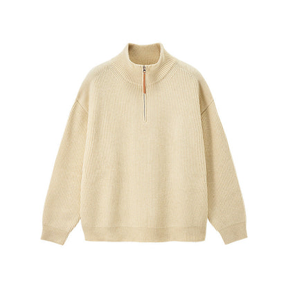 Men's Quarter Zip Sweater Warm Versatile Knit Pullover Casual
