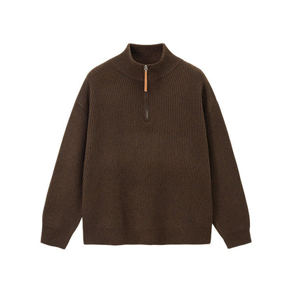 Men's Quarter Zip Sweater Warm Versatile Knit Pullover Casual