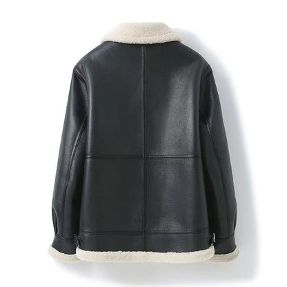 Men's Shearling Aviator Jacket Premium Warm Winter Coat Faux Fur