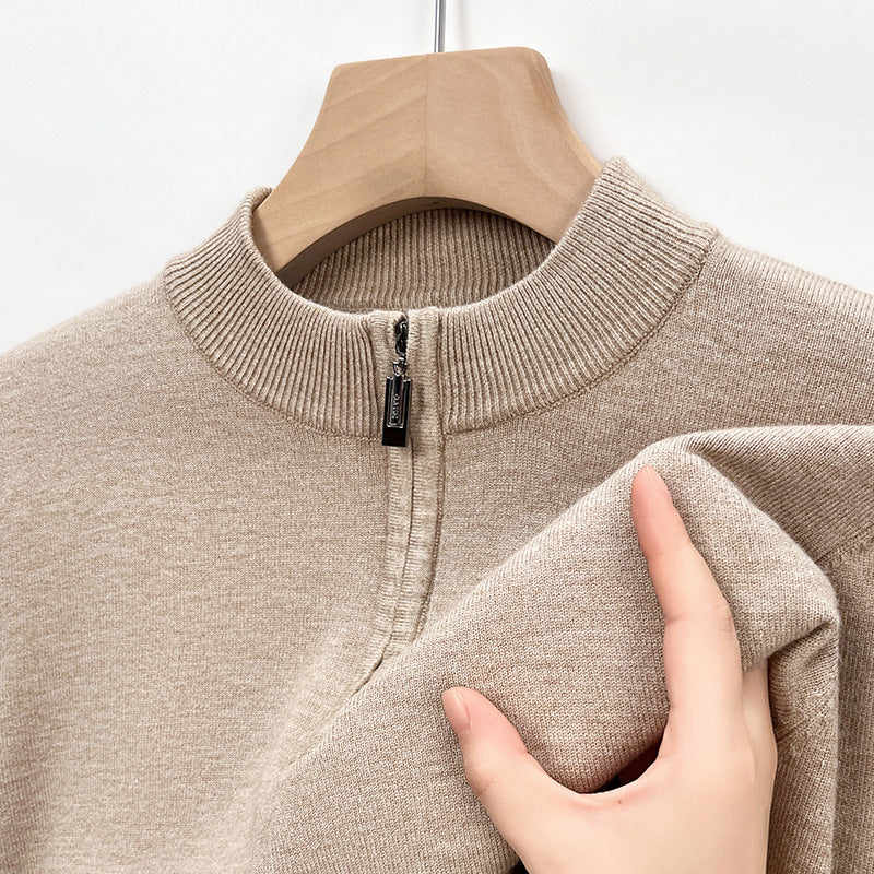 Men's Quarter Zip Knit Sweater Warm Refined Pullover Smart Casual