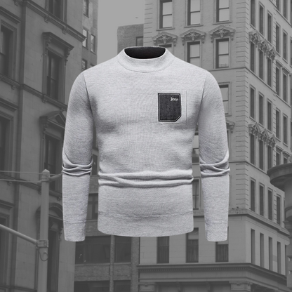 Men's Stand Collar Sweater Chest Pocket Knit Pullover
