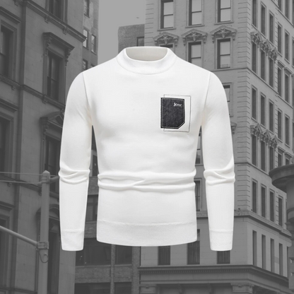 Men's Stand Collar Sweater Chest Pocket Knit Pullover