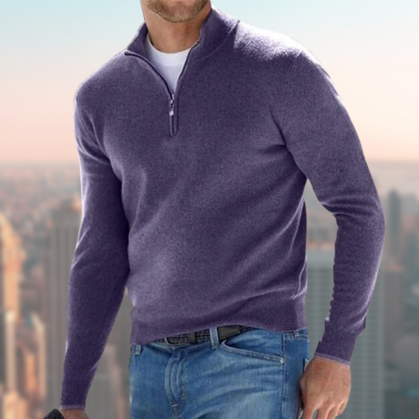 Men's Quarter Zip Sweater Classic Troyer Knit Pullover