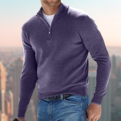 Men's Quarter Zip Sweater Classic Troyer Knit Pullover