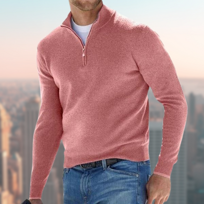 Men's Quarter Zip Sweater Classic Troyer Knit Pullover