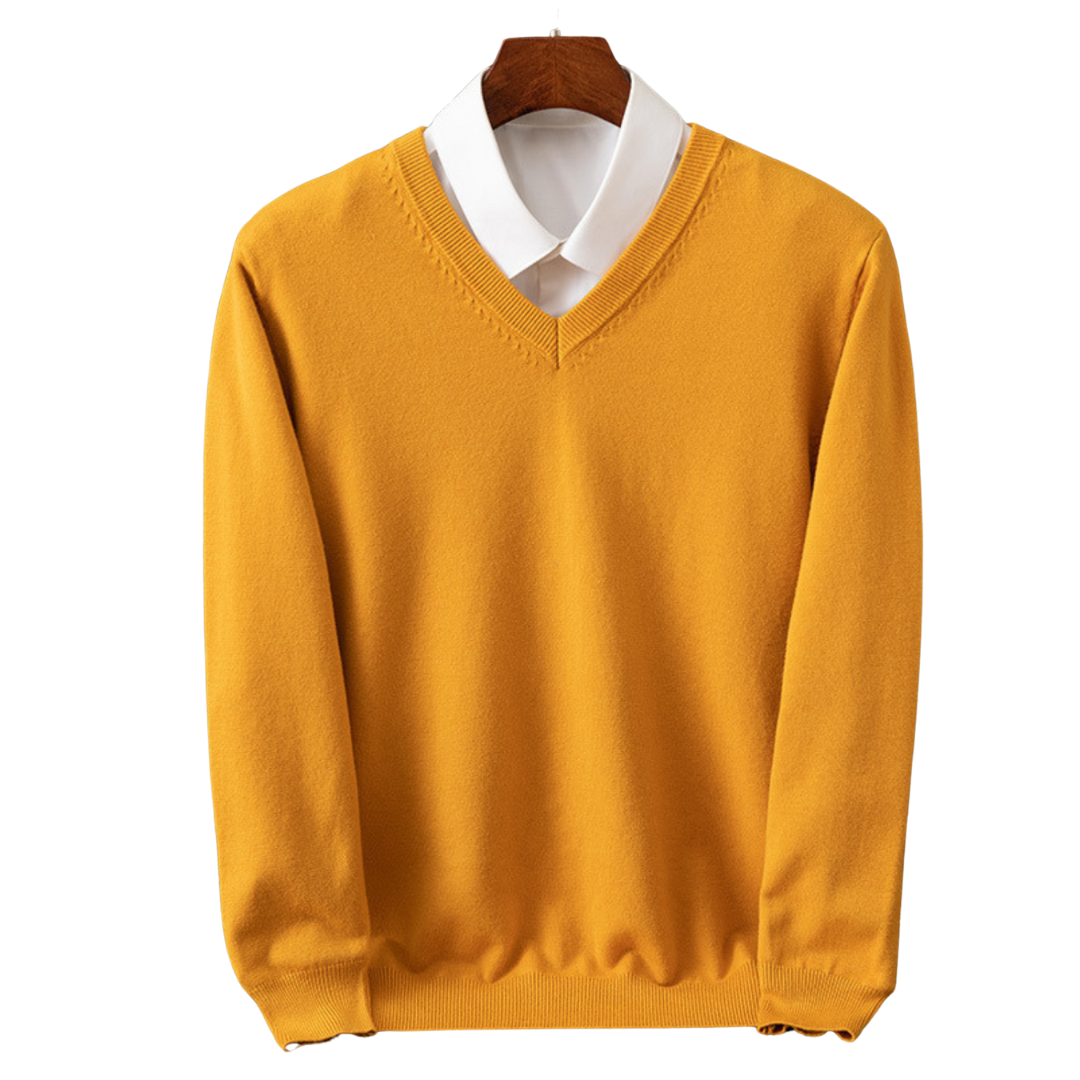 Men's V-Neck Sweater Classic Knit Pullover Versatile