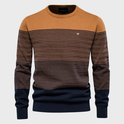 Men's Striped Crewneck Sweater Knit Pullover Modern Casual