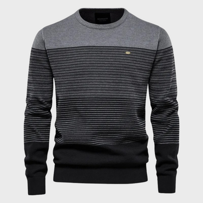Men's Striped Crewneck Sweater Knit Pullover Modern Casual