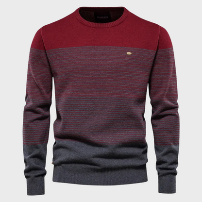Men's Striped Crewneck Sweater Knit Pullover Modern Casual