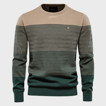 Men's Striped Crewneck Sweater Knit Pullover Modern Casual
