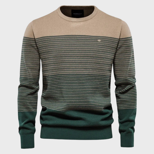 Men's Striped Crewneck Sweater Knit Pullover Modern Casual