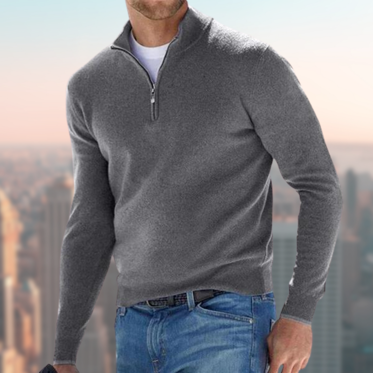 Men's Troyer Zip Sweater Everyday Knit Pullover