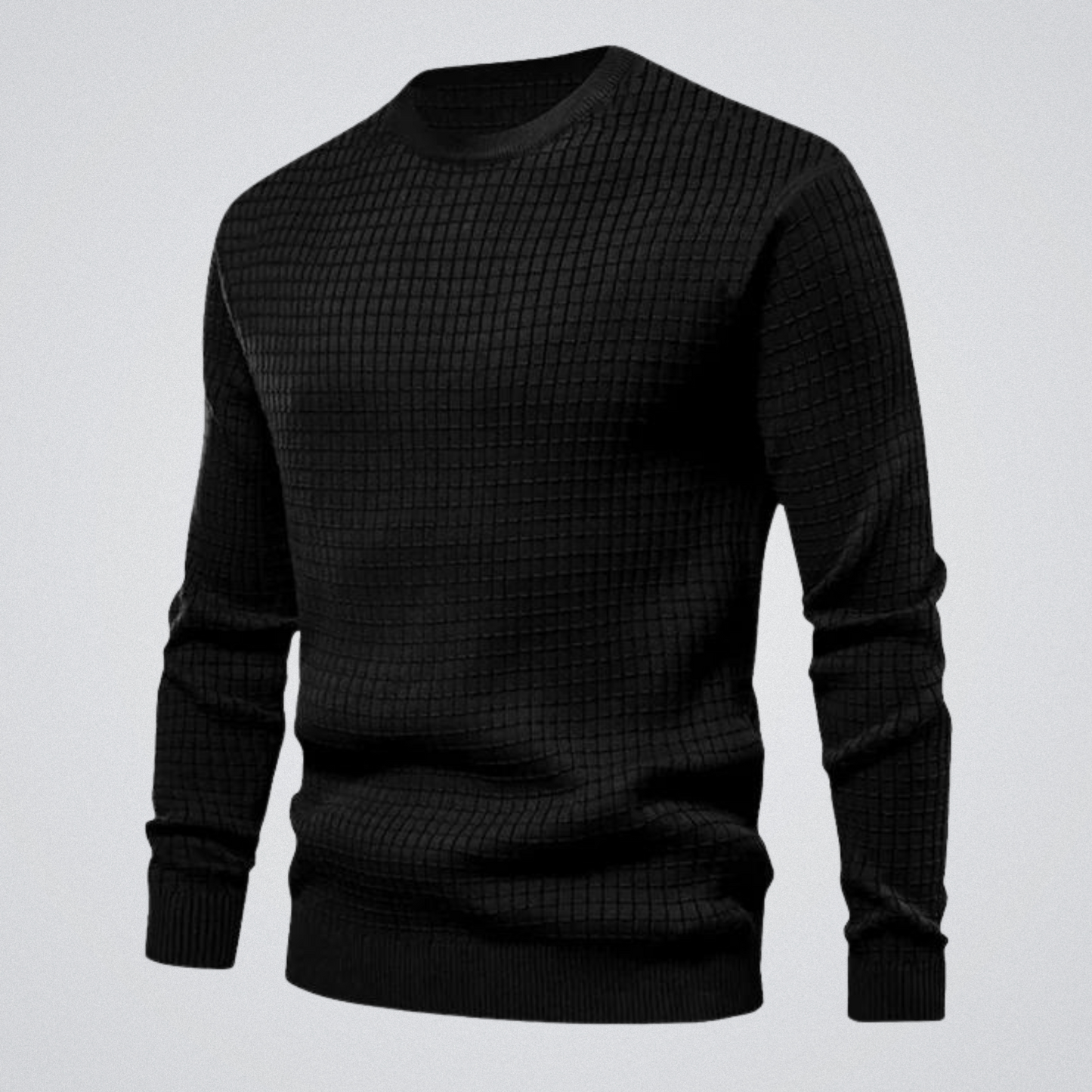 Men's Waffle Knit Sweater Crew Neck Textured Pullover