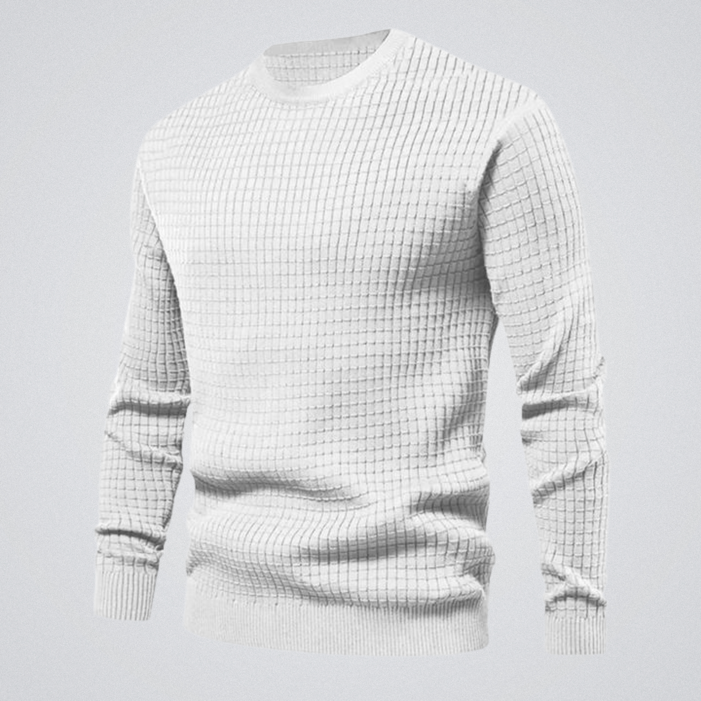 Men's Waffle Knit Sweater Crew Neck Textured Pullover