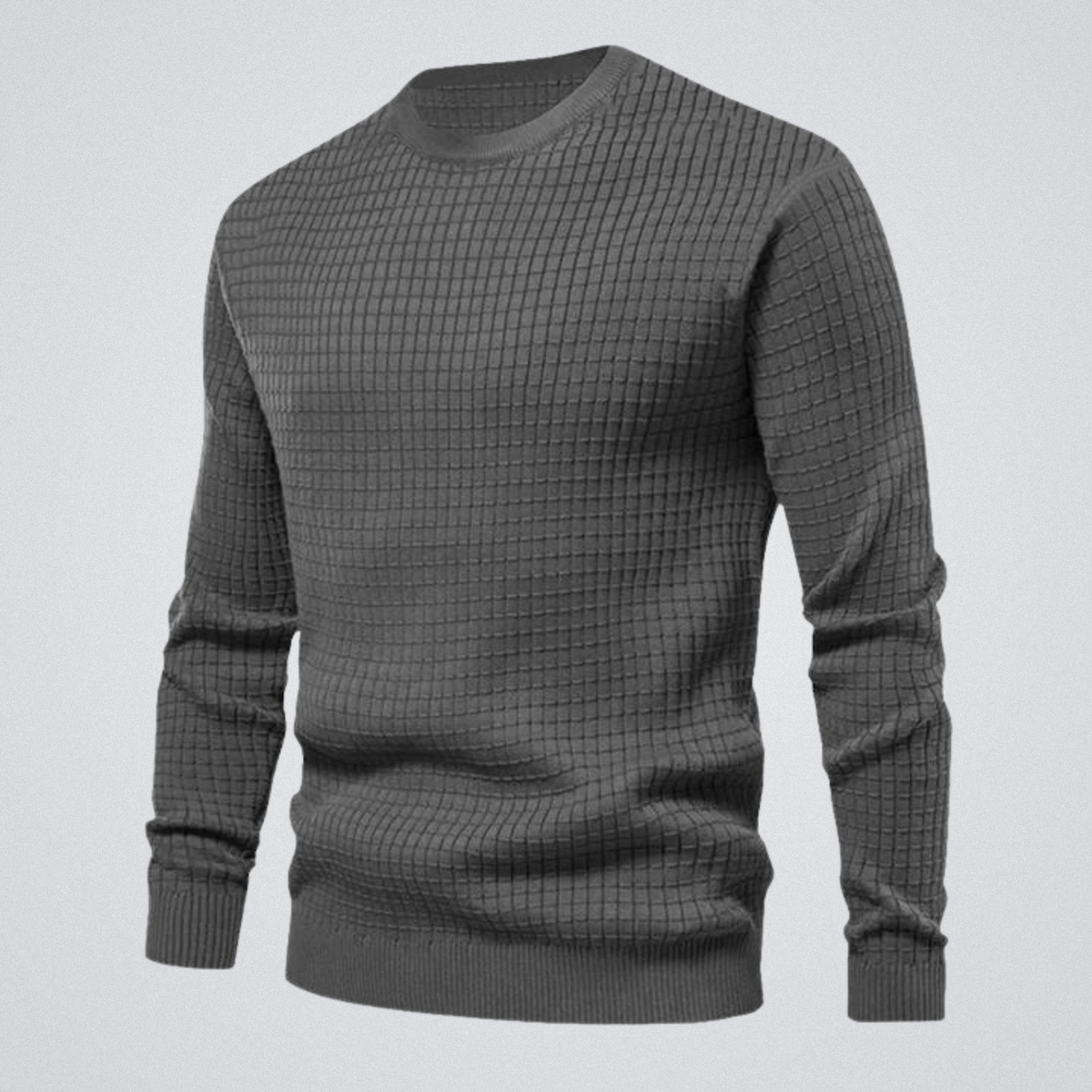 Men's Waffle Knit Sweater Crew Neck Textured Pullover