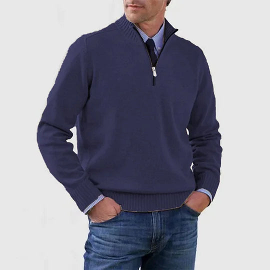 Men's Quarter Zip Sweater Knit Pullover Elegant Versatile