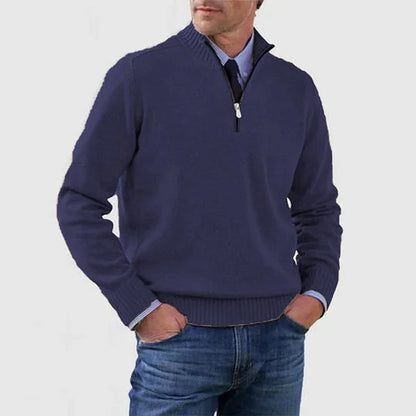 Men's Quarter Zip Sweater Knit Pullover Elegant Versatile