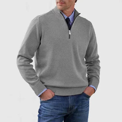 Men's Quarter Zip Sweater Knit Pullover Elegant Versatile