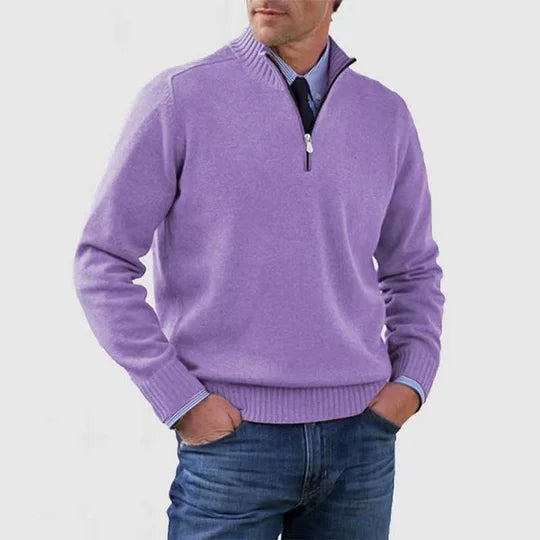 Men's Quarter Zip Sweater Knit Pullover Elegant Versatile