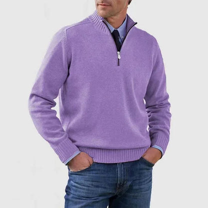 Men's Quarter Zip Sweater Knit Pullover Elegant Versatile