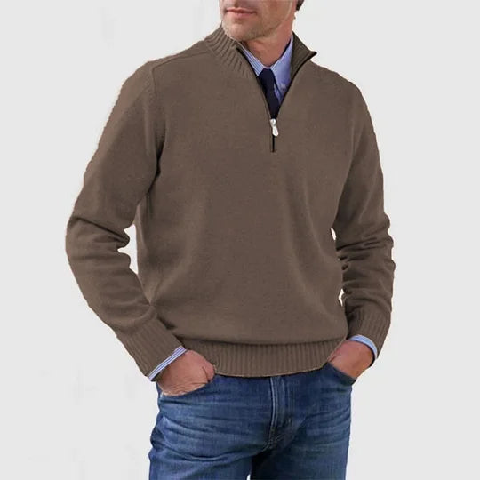 Men's Quarter Zip Sweater Knit Pullover Elegant Versatile