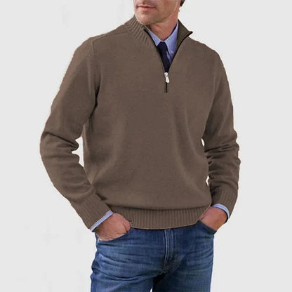 Men's Quarter Zip Sweater Knit Pullover Elegant Versatile